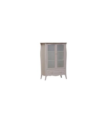 Vitrina cu usi din sticla, Riena, 104x53x152.4 cm, alb mat, stejar