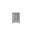 Vitrina cu usi din sticla, Riena, 104x53x152.4 cm, alb mat, stejar