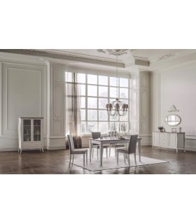 Vitrina cu usi din sticla, Riena, 104x53x152.4 cm, alb mat, stejar
